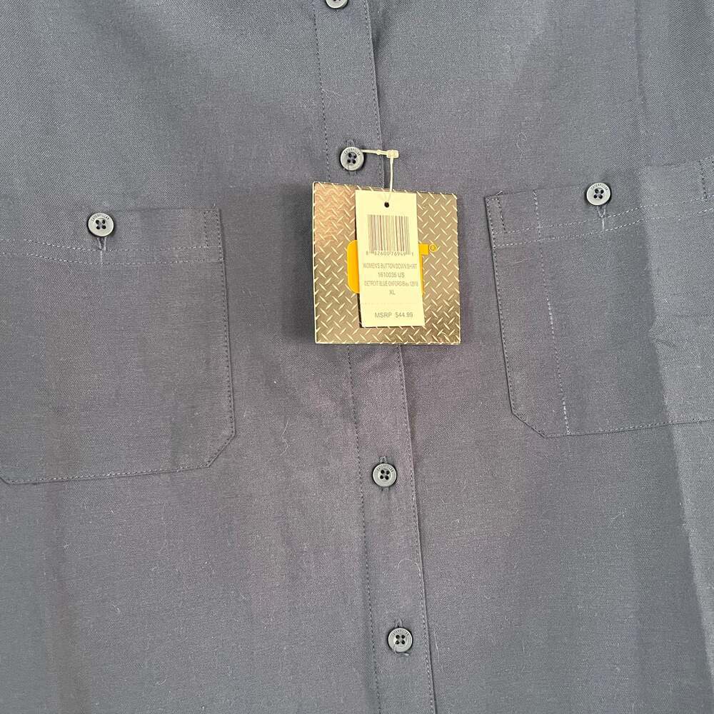 CAT womens XL oxford shirt button navy blue durable nwt - Picture 4 of 4